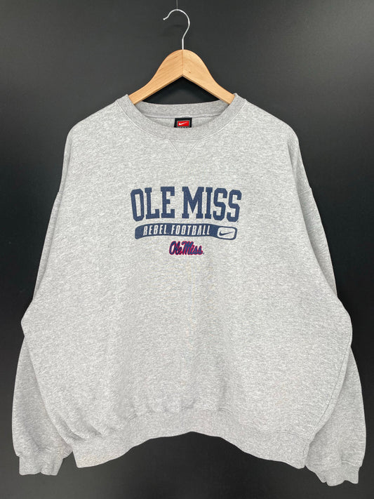 00' NIKE OLE MISS FOOTBALL Size XXL Vintage College Sweat-shirt / K8863