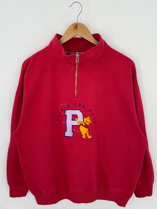 Vintage DISNEY POOH Size XL Half Zip-up Sweat-shirt / K8011