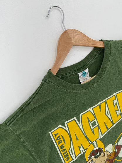 1997 LOONEY TUNES TAZ x GREEN BAY PACKERS Size XL Vintage NFL T-Shirts / A3001