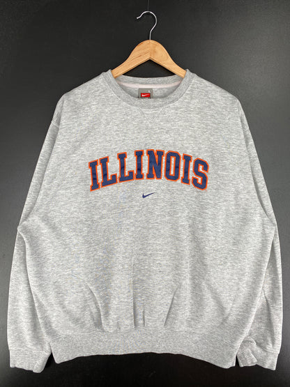 00' NIKE ILLINOIS Size L Vintage College Sweat-Shirt / A6380
