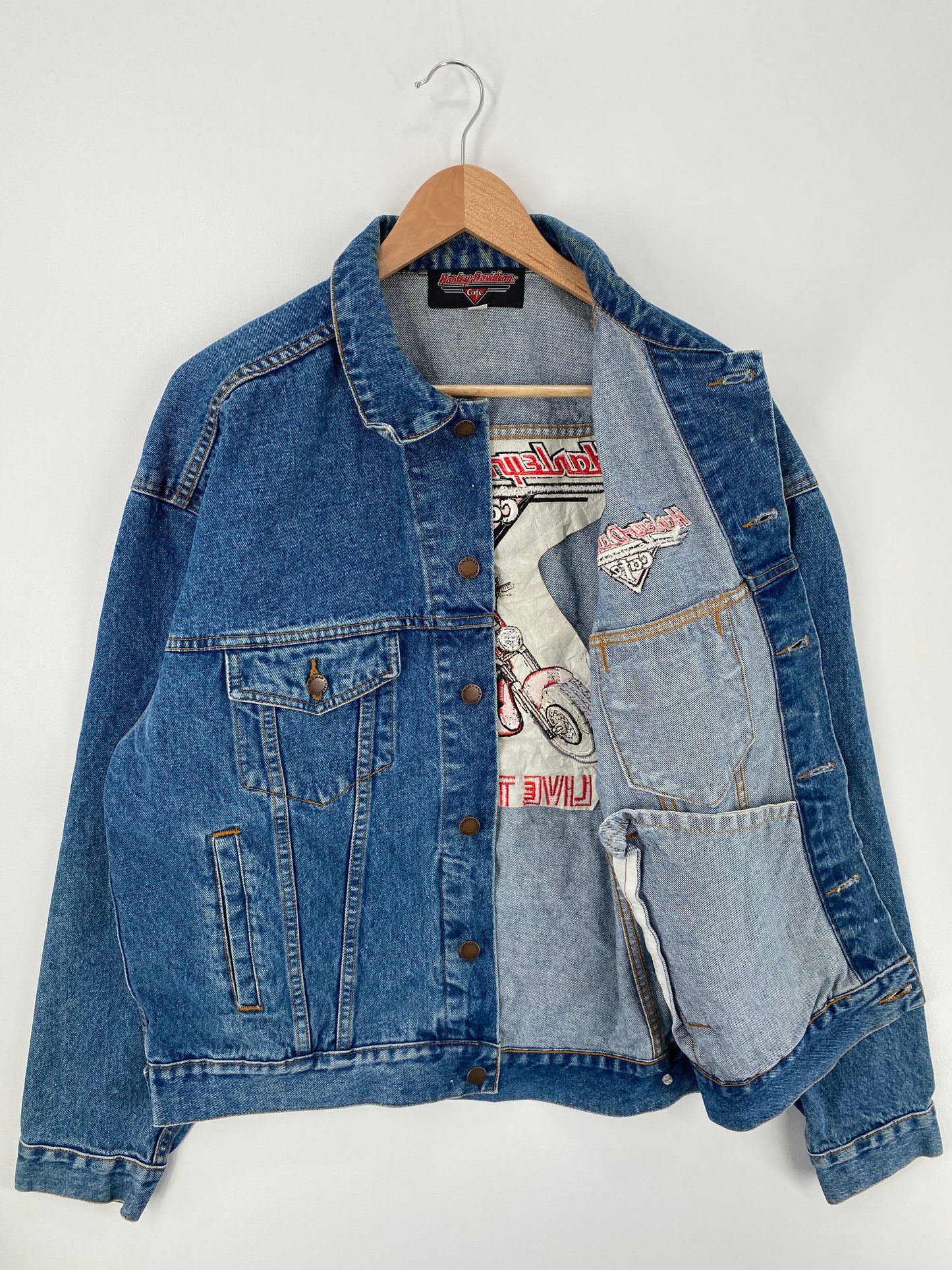 Vintage HARLEY DAVIDSON Size L Denim Jacket / A978