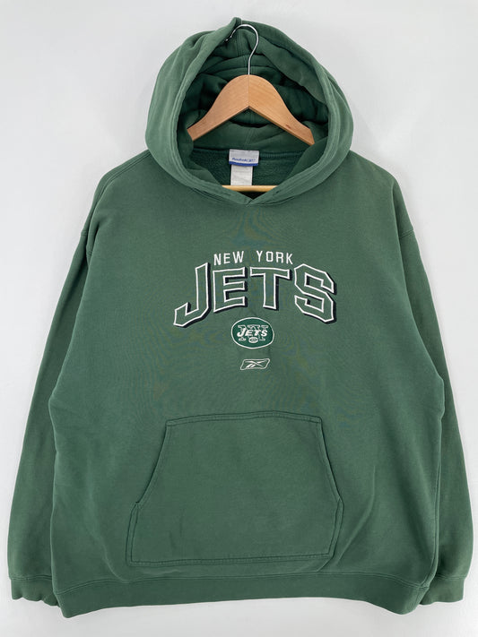 Vintage NEW YORK JETS Size L NFL Hoodie Sweat-shirt / E3136S