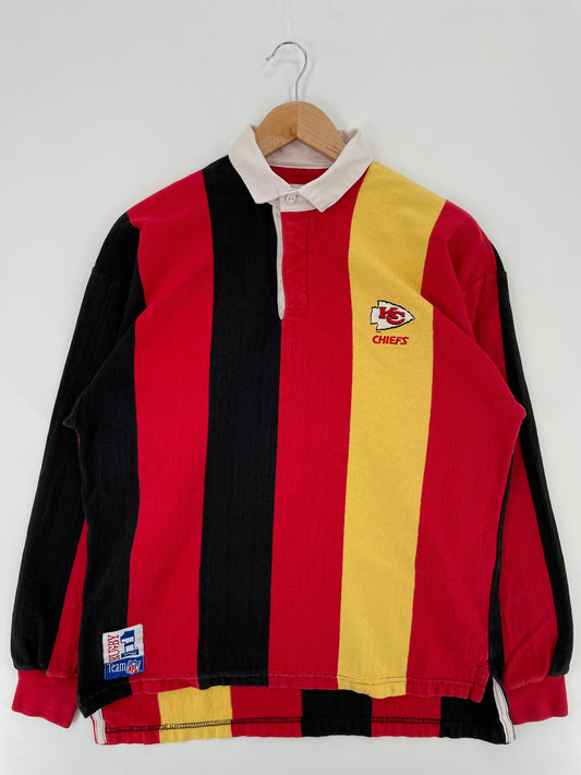 90's KANSAS CHIEFS Made in USA Size M Vintage NFL Rugby shirt / E1869R