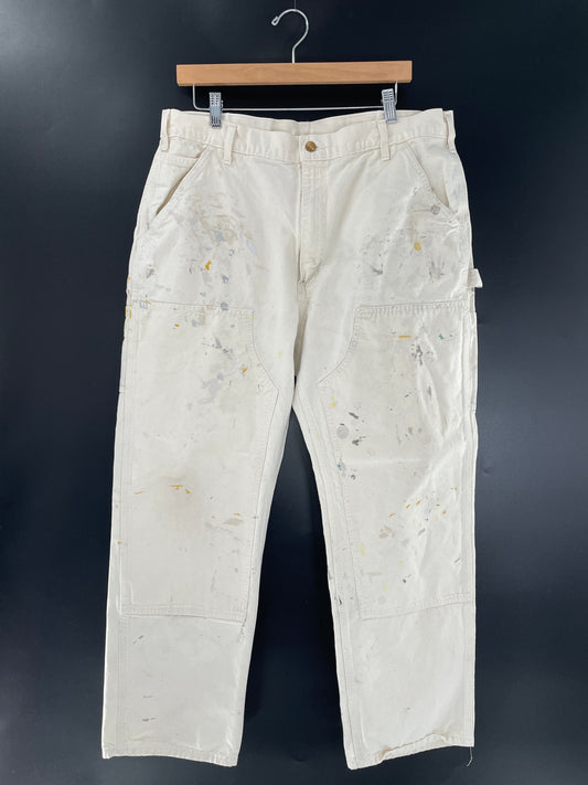 Vintage CARHARTT Double knee Splatter Paint Made in USA Size W37xL28.5 Painter Pants / E4611P