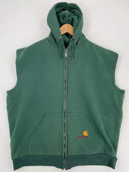 90’s CARHARTT Size No Tag(Approx.L) Zip-up Sleeveless Hoodie Sweat vests / A4781