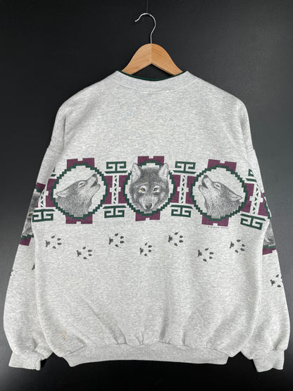 90's WOLF Made in USA Size XL Vintage Animal Sweat-Shirt / E3026S