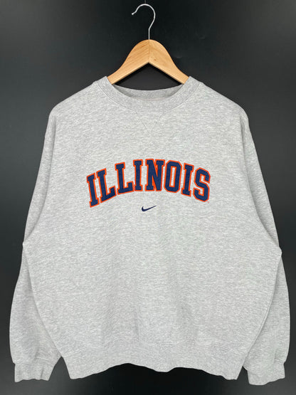 00' NIKE ILLINOIS Size L Vintage College Sweat-shirt / K9277