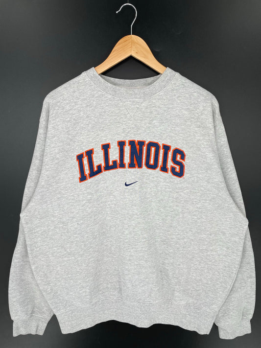 00' NIKE ILLINOIS Size L Vintage College Sweat-shirt / K9277