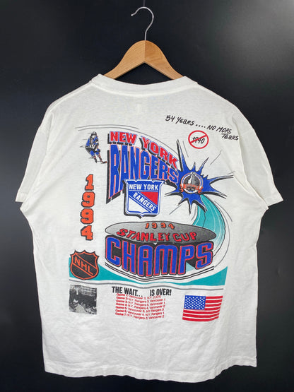 1994 NEW YORK RANGERS Size L Vintage NHL T-shirt / K9554
