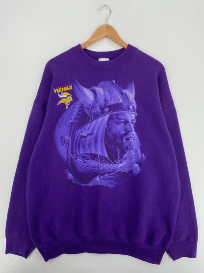 90's MINNESOTA VIKINGS Made in USA Size XXL Vintage NFL Sweat-Shirt/ A6235