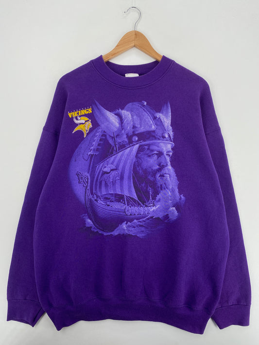 90's MINNESOTA VIKINGS Made in USA Size XXL Vintage NFL Sweat-Shirt/ A6235