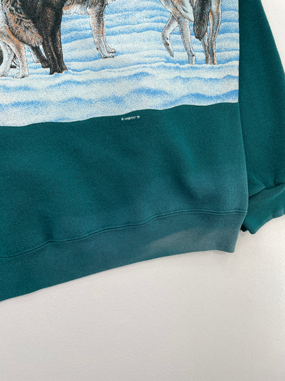 90's WOLF Made in USA Size XL Vintage Animal Sweat-Shirt / E1029