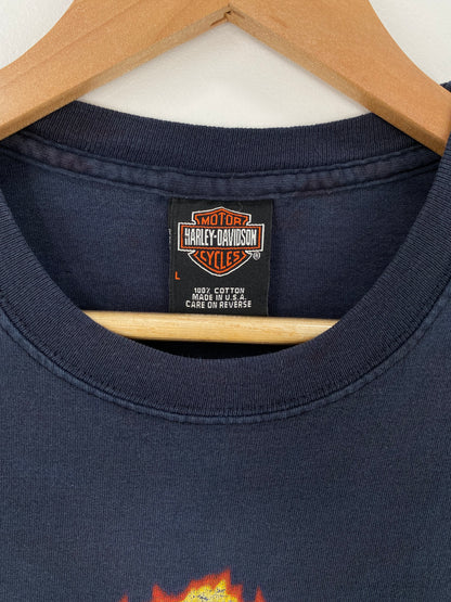 2001 HARLEY DAVIDSON Made in USA Size L Vintage Long Sleeve T-Shirt / A676