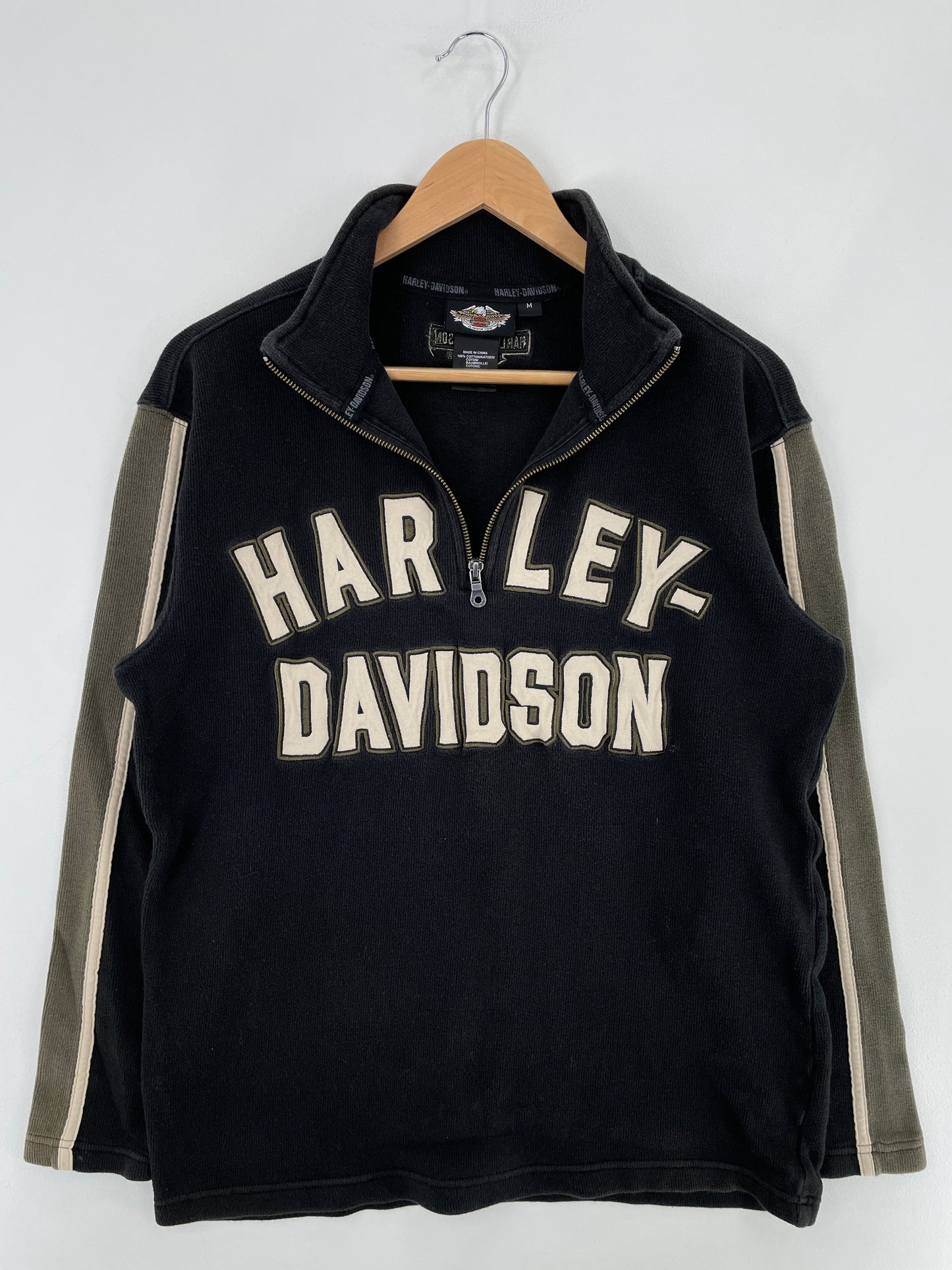 Vintage HARLEY DAVIDSON Size M Vintage Half zip Sweat-Shirt / E3185S