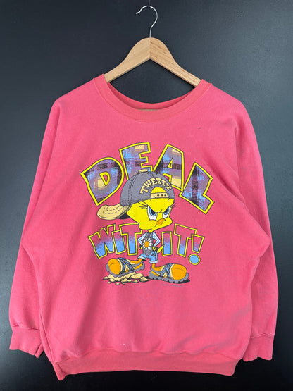 1995 LOONEY TUNES TWEETY Made in USA Size XL Vintage Sweat-shirt / A7280