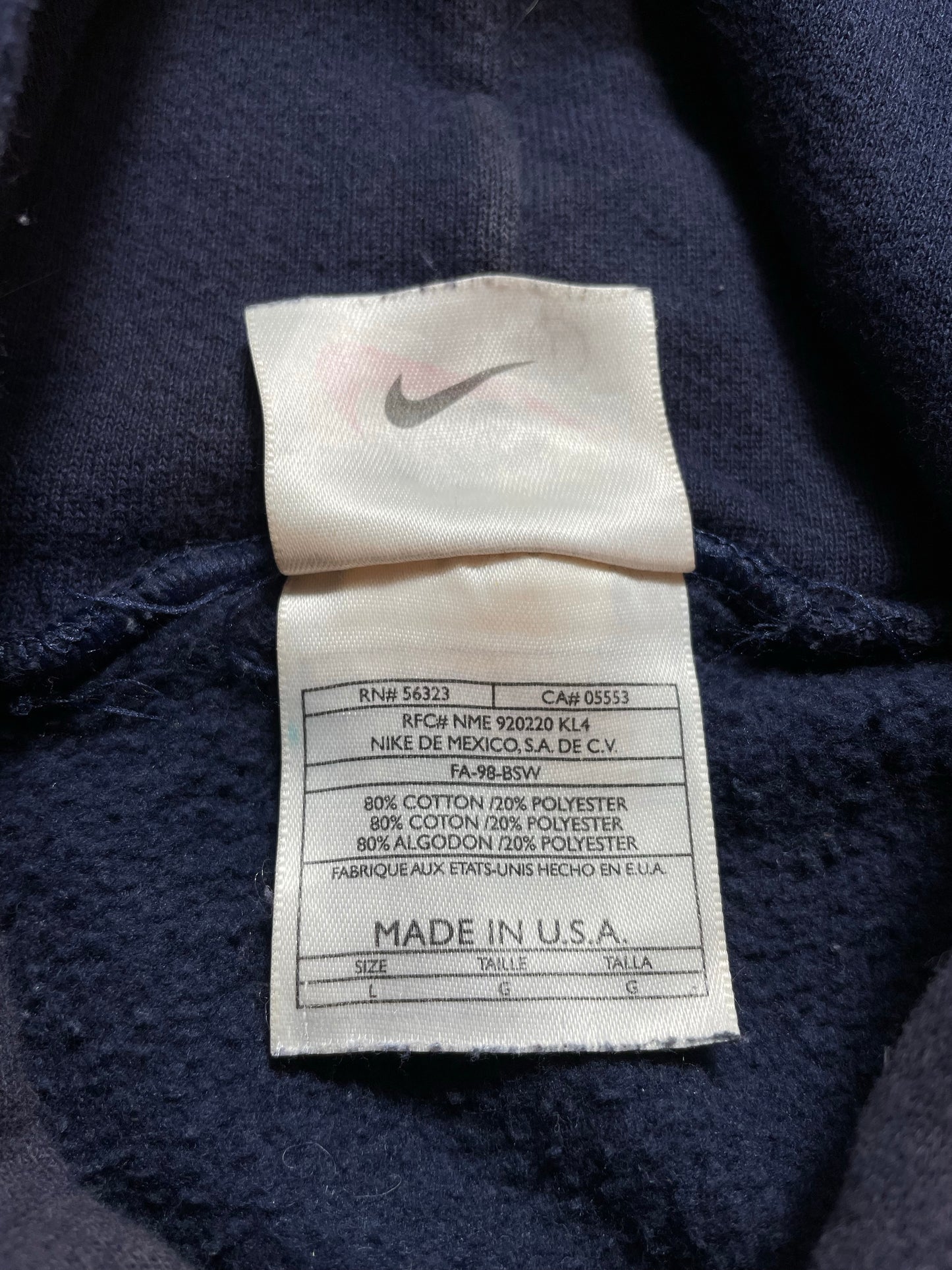 90's NIKE Athletics Made in USA Size L Vintage Hoodie Sweat-shirt / K9752
