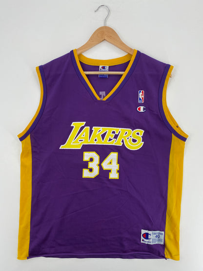 00' CHAMPION x LOS ANGELES LAKERS SHAQUILLE O'NEAL Size 40 M Vintage NBA Jersey / A5456