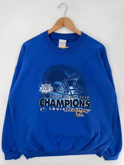 2000 SUPER BOWL ST. LOUIS RAMS Size XL Vintage NFL Sweat-Shirt / E2596S