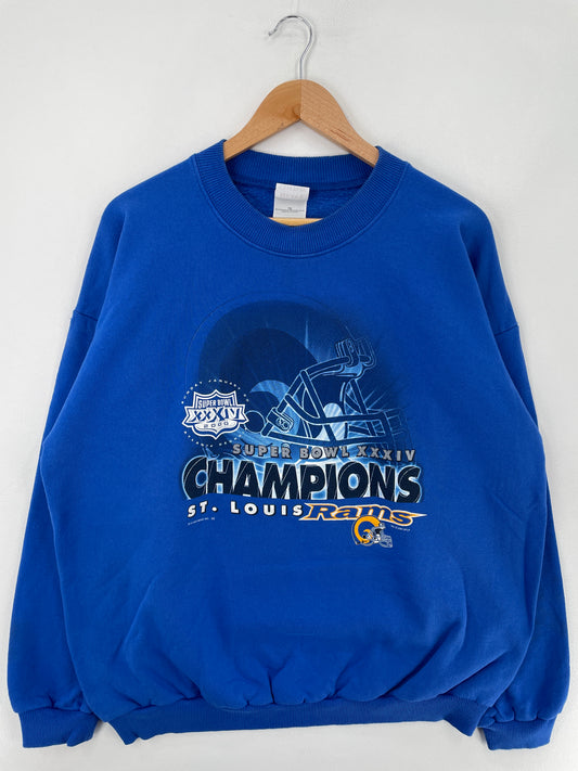 2000 SUPER BOWL ST. LOUIS RAMS Size XL Vintage NFL Sweat-Shirt / E2596S