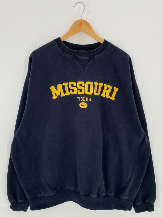 00' NIKE UNIVERSITY OF MISSOURI TIGERS Size XXL Vintage College Sweat-shirt / K5582
