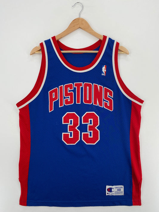 90’s CHAMPION x DETROIT PISTONS GRANT HILL Made in USA Size 48 XL Vintage NBA Jersey / A5457