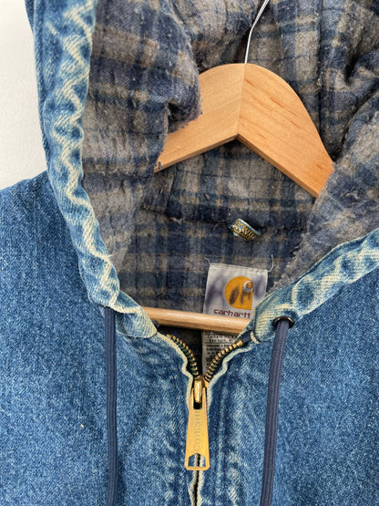 Vintage CARHARTT Size M Hoodie Denim Jacket / A7300
