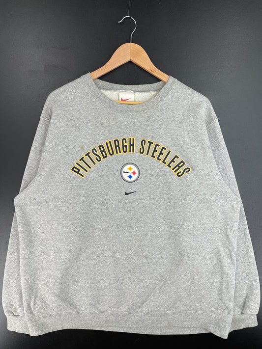 90's NIKE x PITTSBURGH STEELERS Made in USA Size XL Vintage NFL Sweat shirt / E4368S