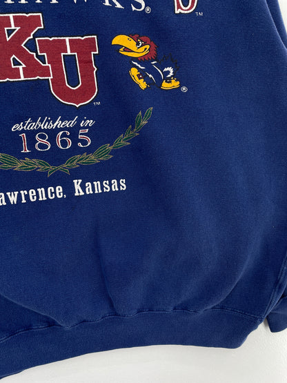Vintage KANSAS JAYHAWKS Size L Vintage College Sweat-shirt / E65
