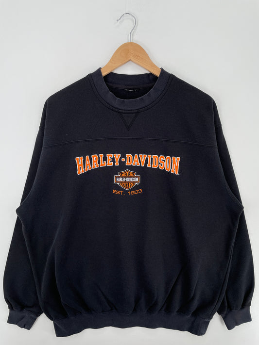 Vintage HARLEY DAVIDSON Made in USA Size No Tag (Approx.XL) Sweat-Shirts / A4454