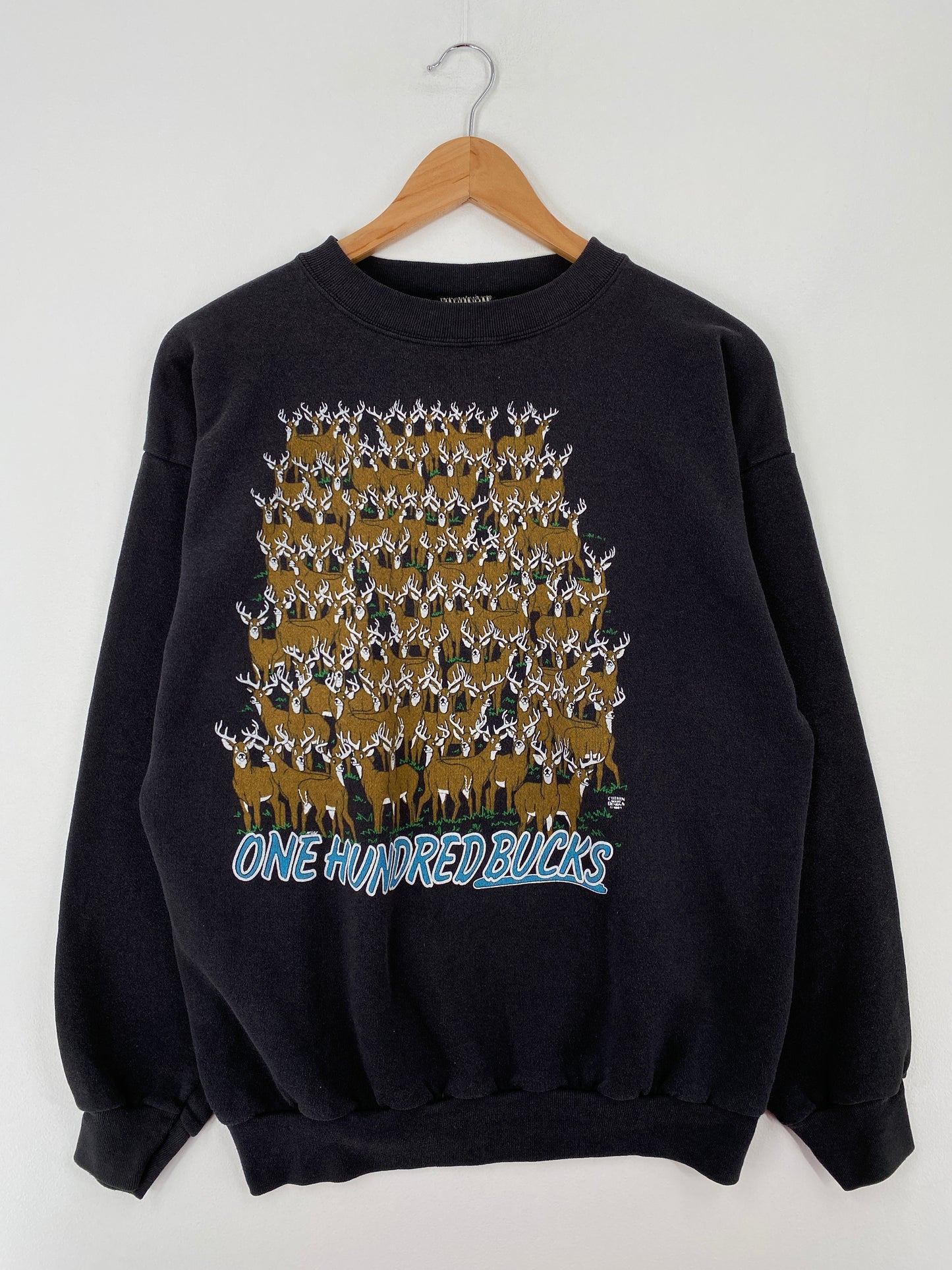 90's ONE HUNDRED BUCKS Made in USA Size L Vintage Sweat-Shirt / A9627