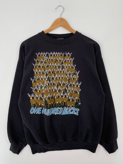 90's ONE HUNDRED BUCKS Made in USA Size L Vintage Sweat-Shirt / A9627