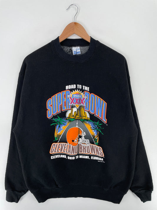 1994  SALEM x CLEVELAND BROWNS SUPER BOWL Made in USA Size XL Vintage NFL Sweat-Shirt / A3568