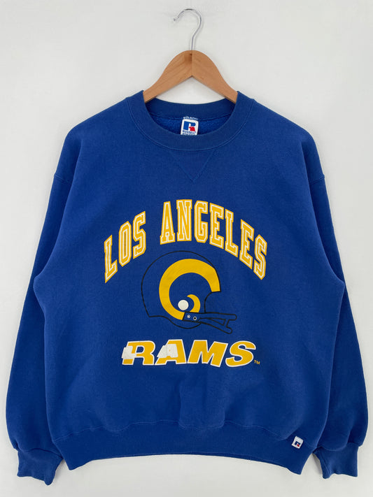 90's RUSSELL x LOS ANGELES RAMS Made in USA Size XL Vintage NFL Sweat-Shirt / E4007S