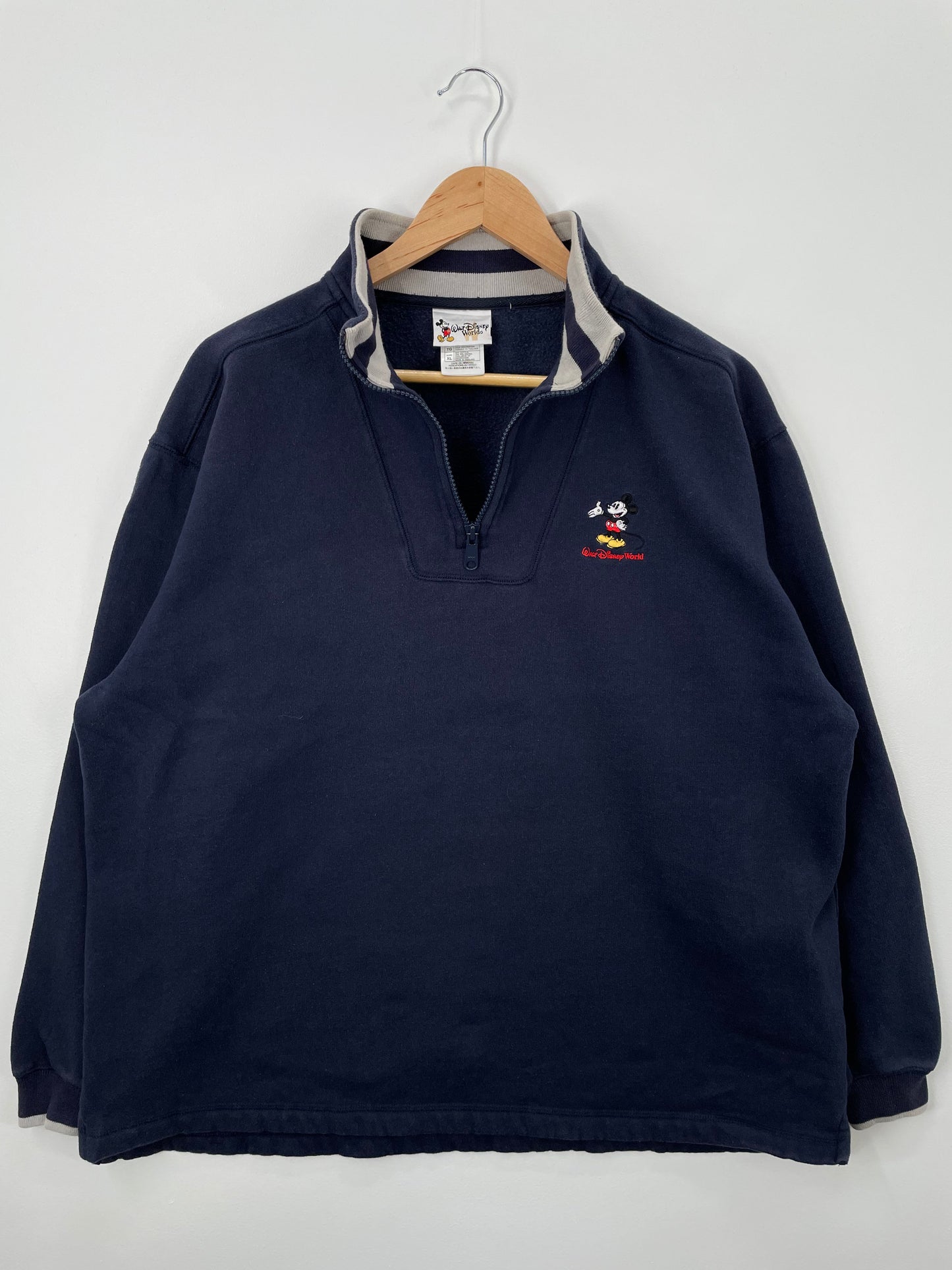 00' DISNEY MICKEY Size XL Vintage Half Zip-up Sweat-Shirt / E3614S