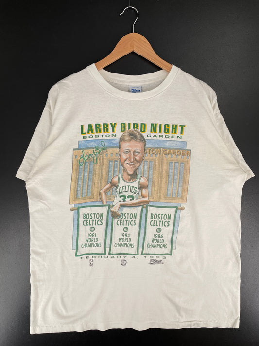 1993 SALEM x LARRY BIRD NIGHT BOSTON GARDEN Made in USA Size XL Vintage NBA T-shirt / E6618T