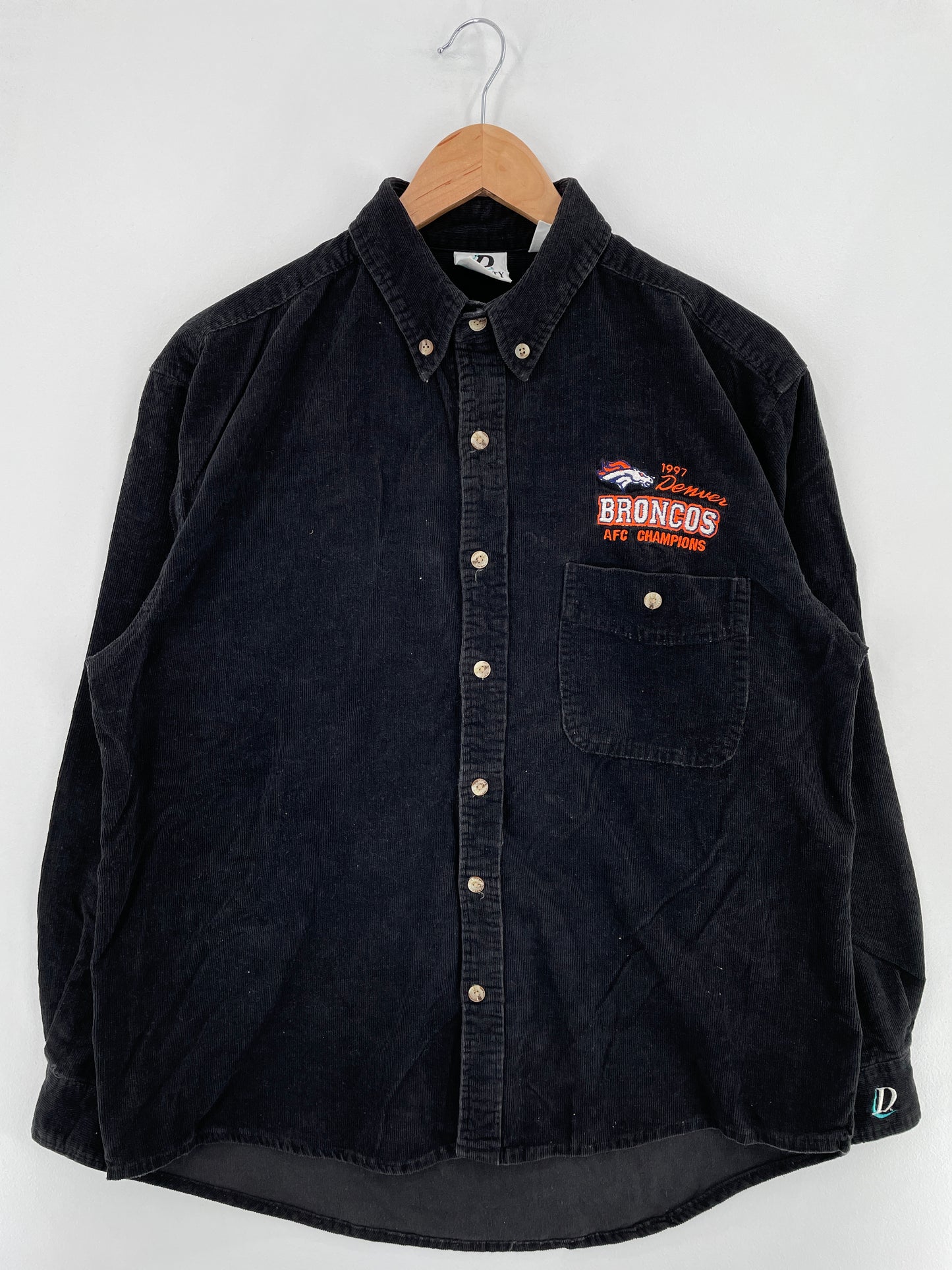 1996 DENVER BRONCOS Size M Vintage Corduroy Button down Shirt / E1057