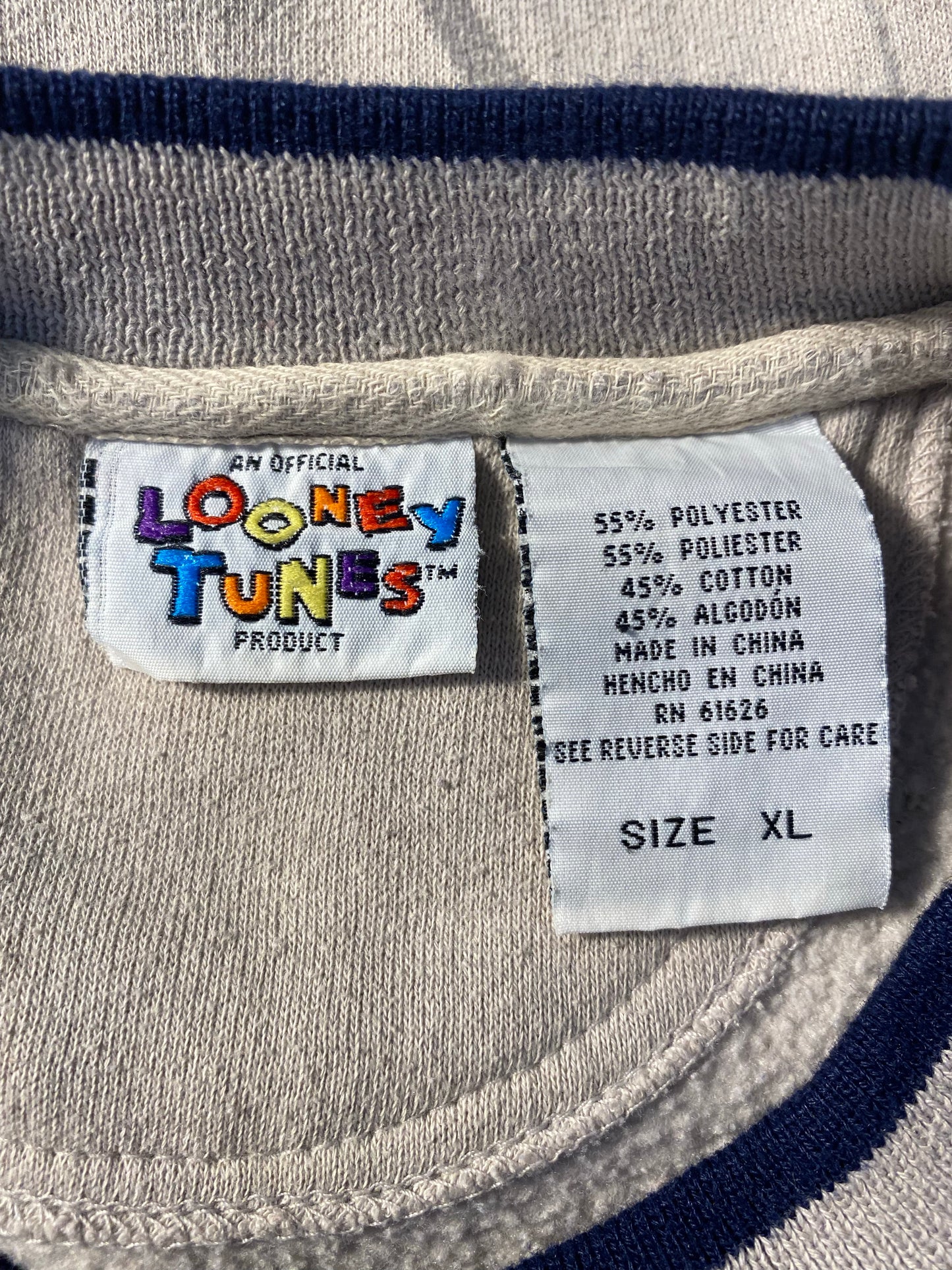 1996' LOONEY TUNES TAZ Size XL Vintage Sweat-shirt / k5675