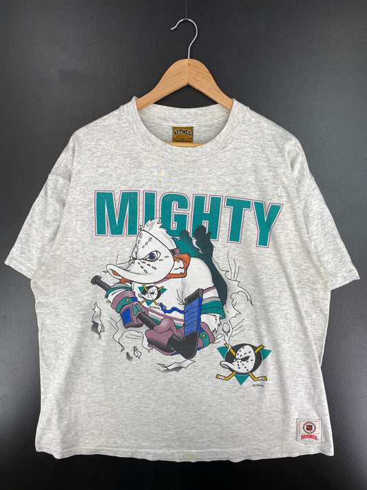 90’s ANAHEIM MICHTY DUCKS Made in USA Size XL Vintage NHL T-shirt / A657