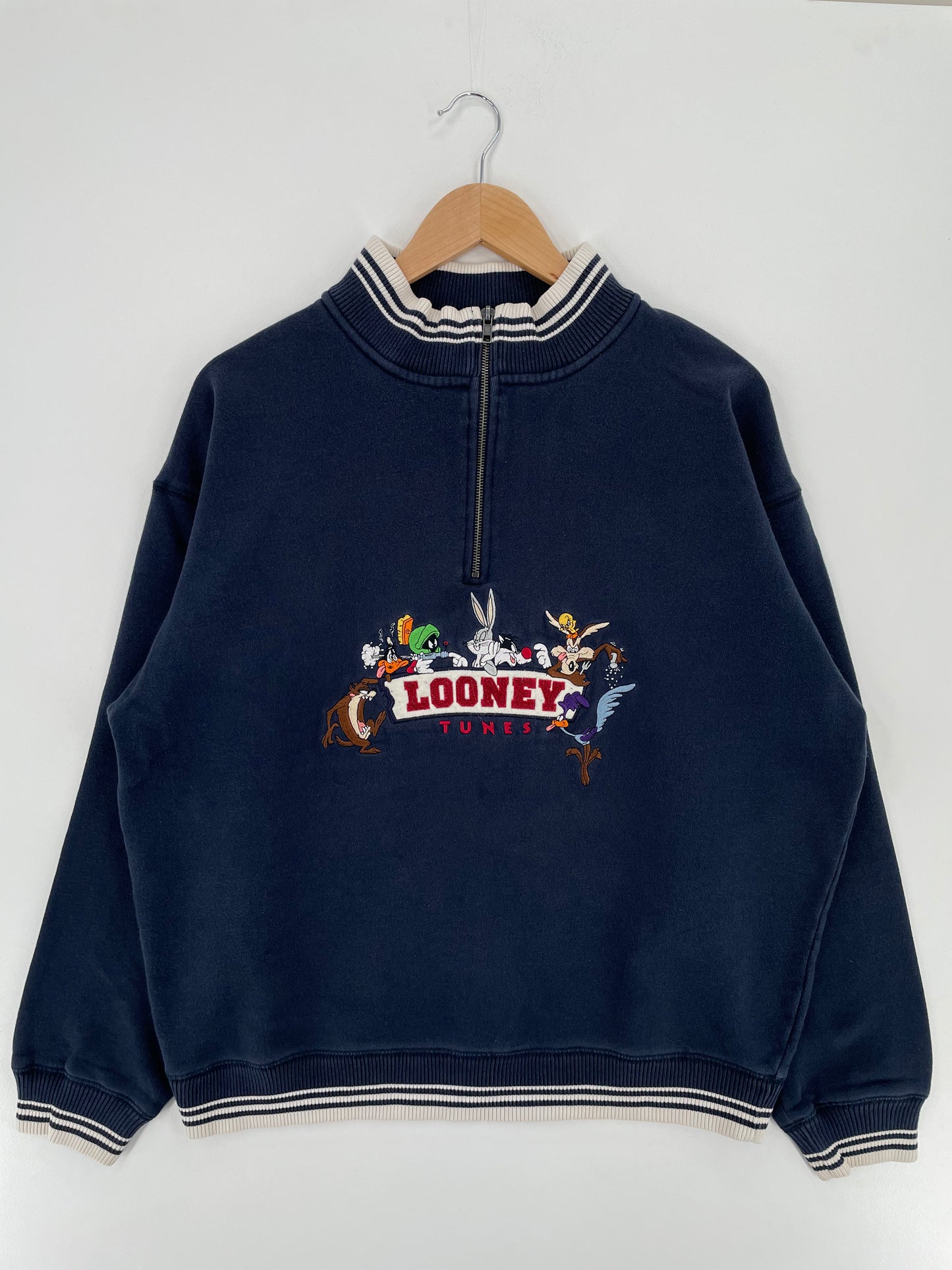 1998 LOONEY TUNES Size L Vintage Half Zip-up Sweat-Shirt / A1830
