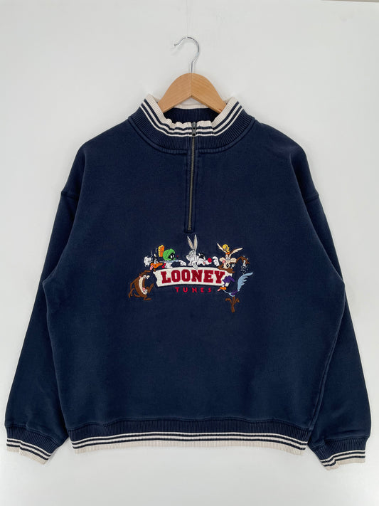 1998 LOONEY TUNES Size L Vintage Half Zip-up Sweat-Shirt / A1830