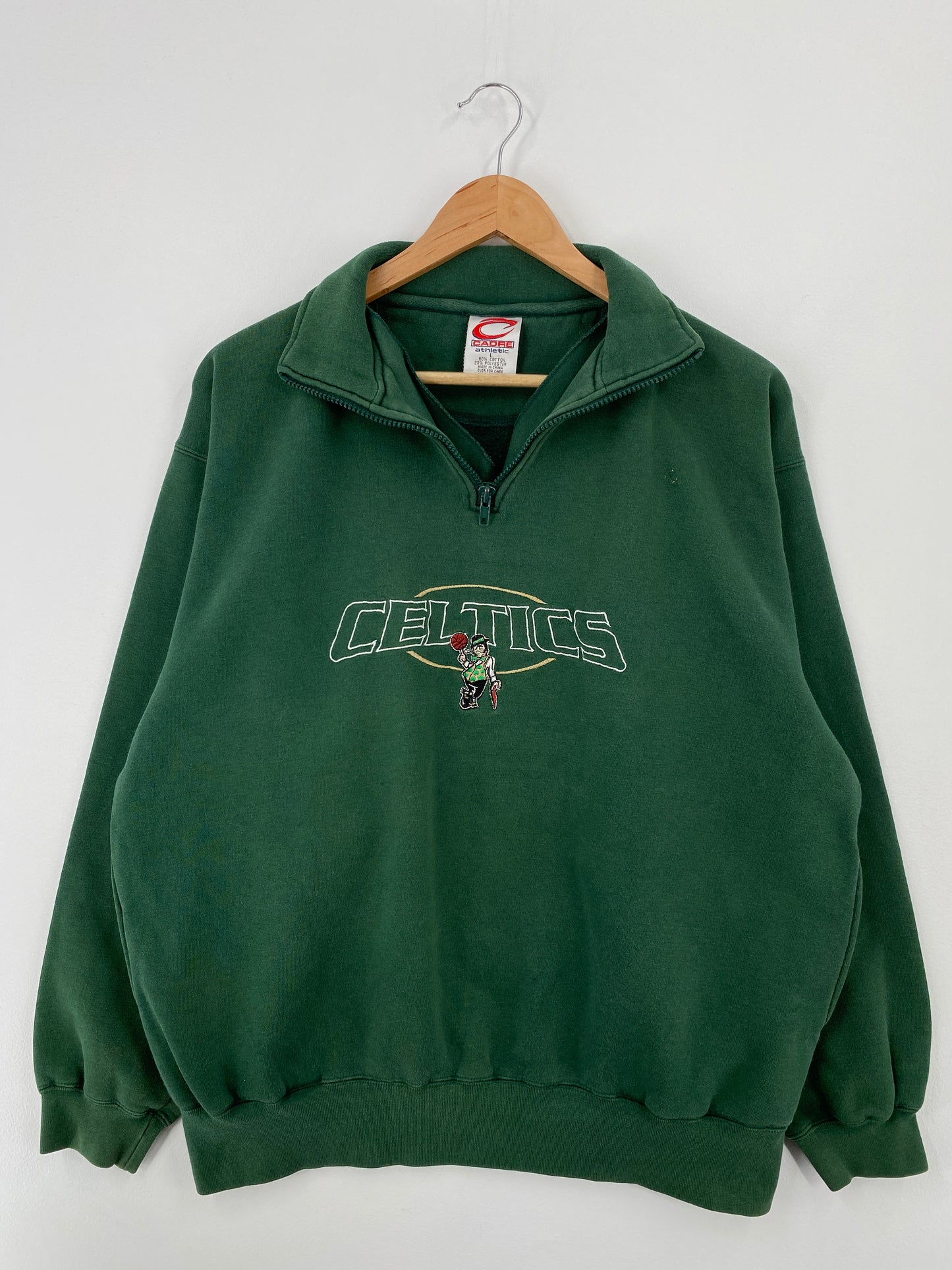 90's BOSTON CELTICS Size L Vintage NBA Half Zip Sweat-Shirt / A8742