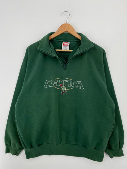 90's BOSTON CELTICS Size L Vintage NBA Half Zip Sweat-Shirt / A8742