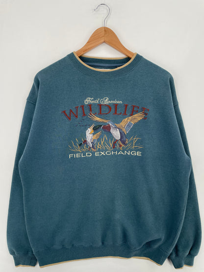 Vintage WILDLIFE DUCK Size L Vintage Animal Sweat-Shirt / E1035