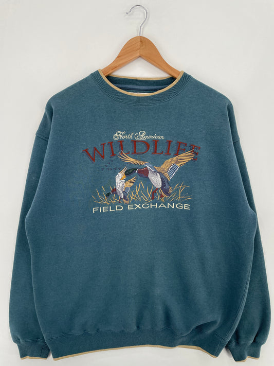 Vintage WILDLIFE DUCK Size L Vintage Animal Sweat-Shirt / E1035