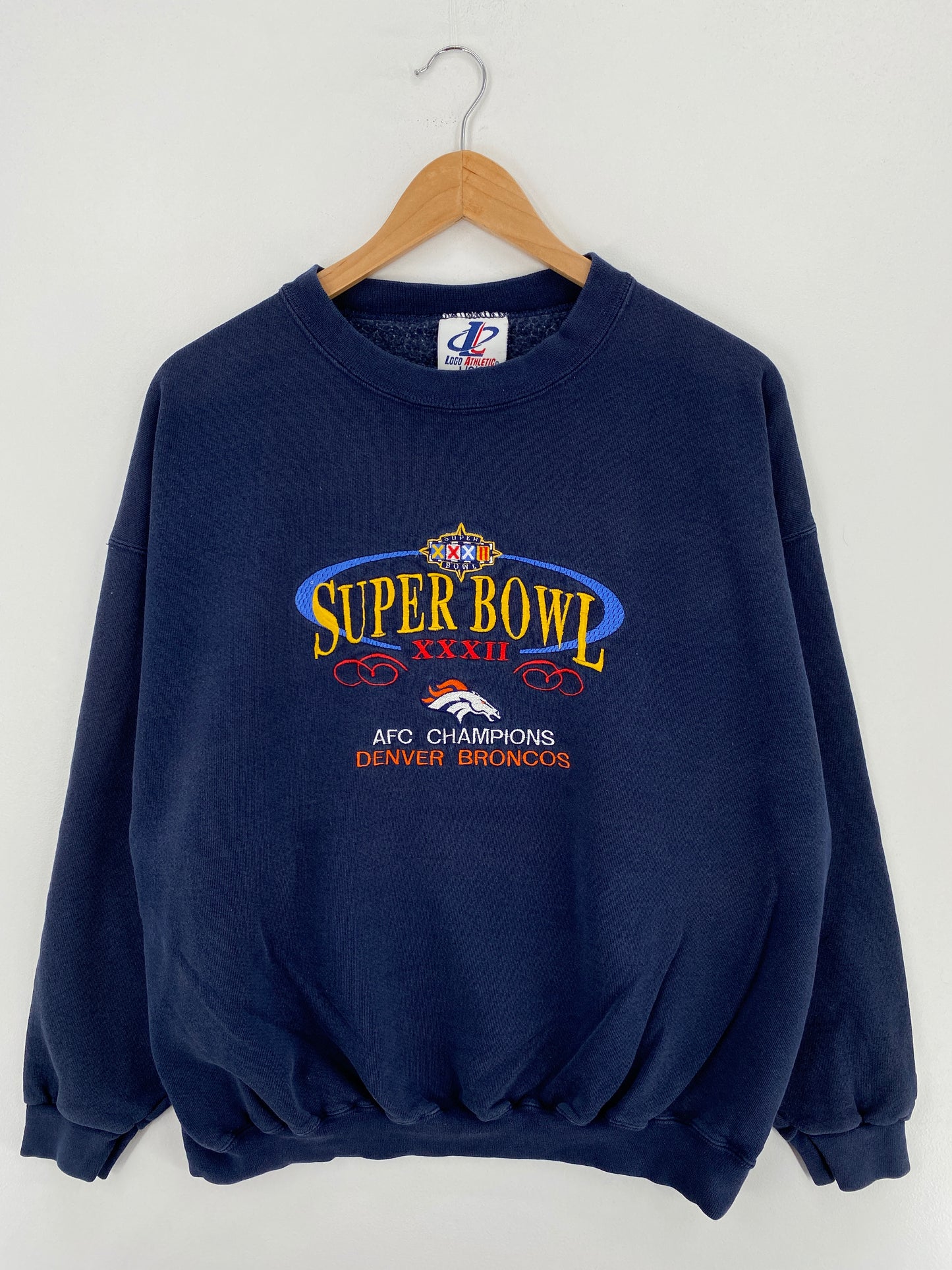 1998 SUPER BOWL DENVER BRONCOS Made in USA Size L Vintage NFL Sweat-Shirt / A4951