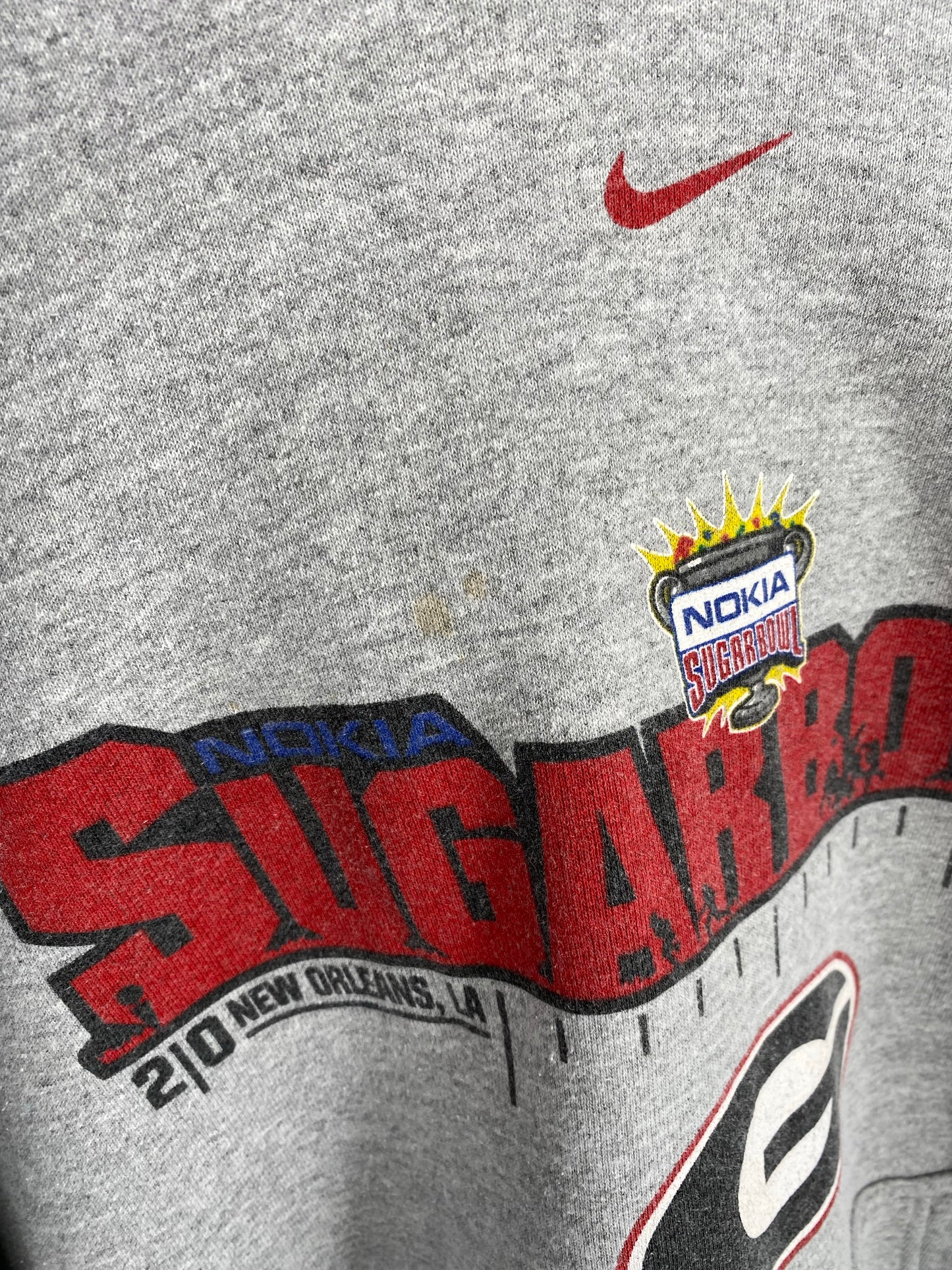 00’ NIKE NOKIA SUGARBOWL GEORGIA BULLDOG Size L Vintage Hoodie Sweat Shirts/ K5092