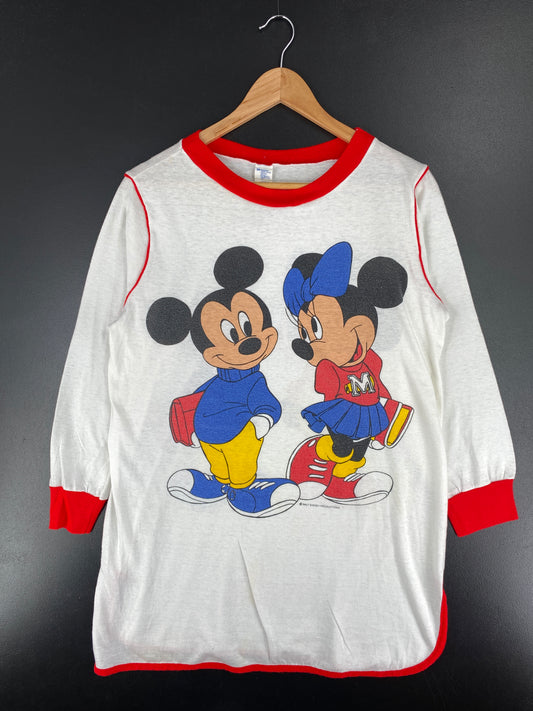 80’s DISNEY MICKEY MINNIE Made in USA Size M Vintage 3/4 Sleeve T-Shirts / A5759