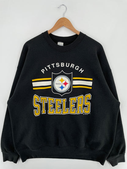 1995 SALEM x PITTSBURGH STEELERS Made in USA Size XXL Vintage NFL Sweat-Shirt / E1005