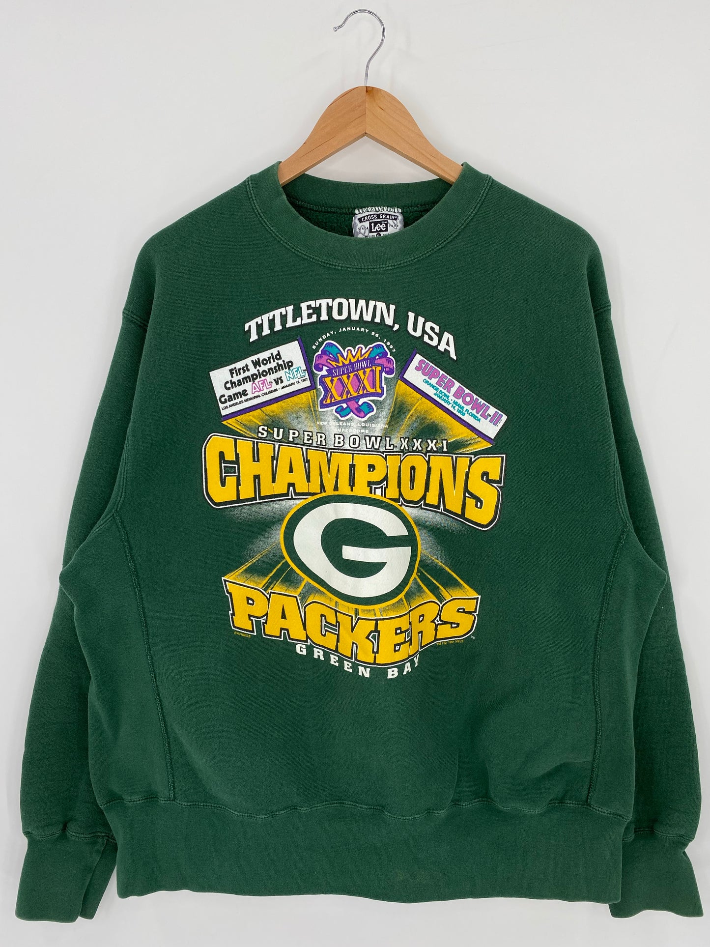 1997' SUPER BOWL GREEN PACKERS Made in USA Size XL Vintage NFL Sweat - Shirt/ K5888