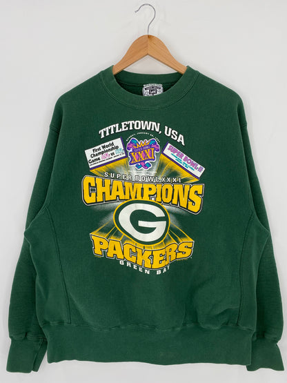 1997' SUPER BOWL GREEN PACKERS Made in USA Size XL Vintage NFL Sweat - Shirt/ K5888